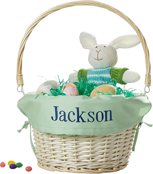 Personalization Universe Personalized Classic Easter Basket – Embroidered Light Green Basket Li... | Amazon (US)
