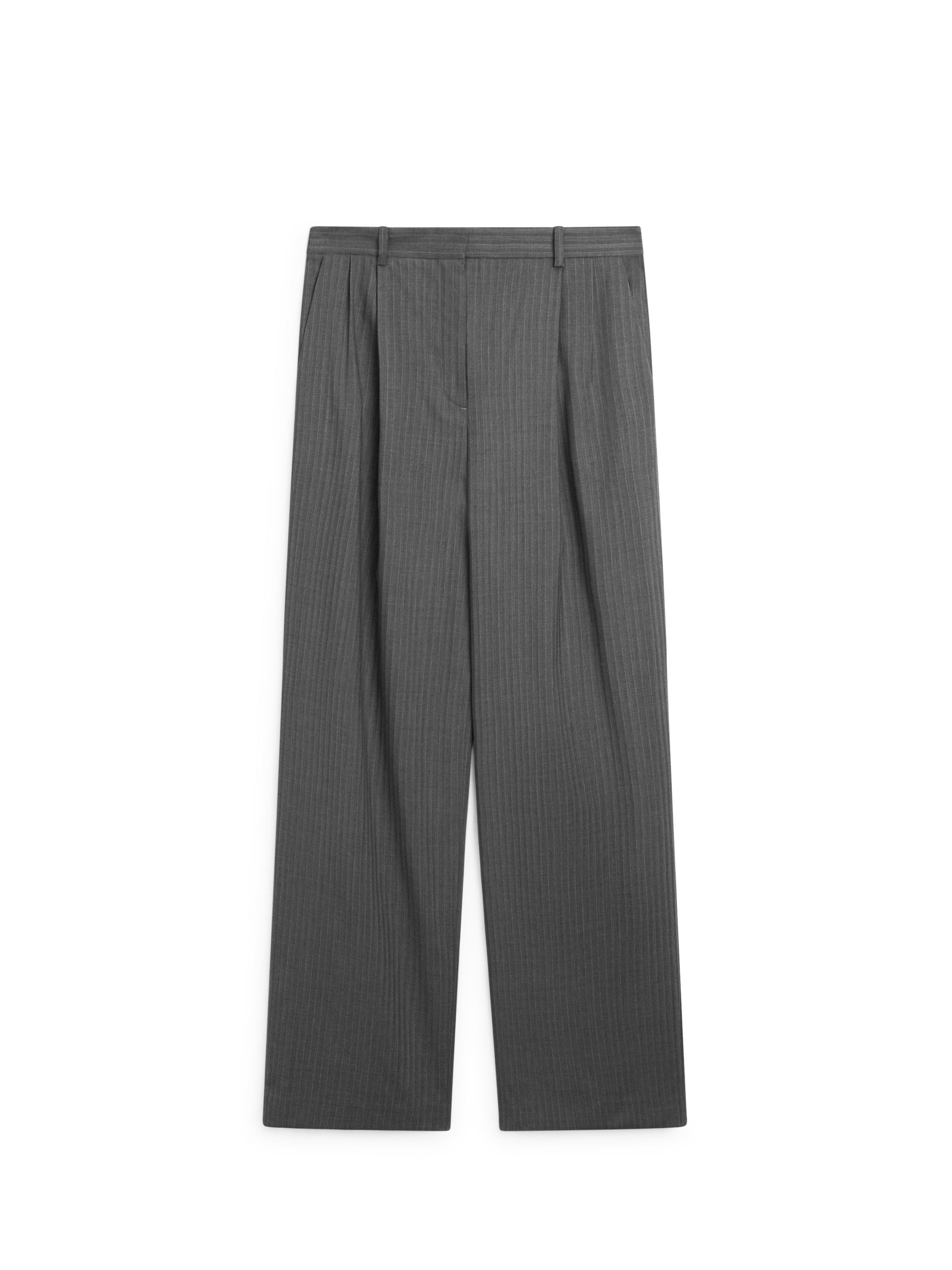 Pinstripe cool wool blend suit trousers - GREY | Massimo Dutti US