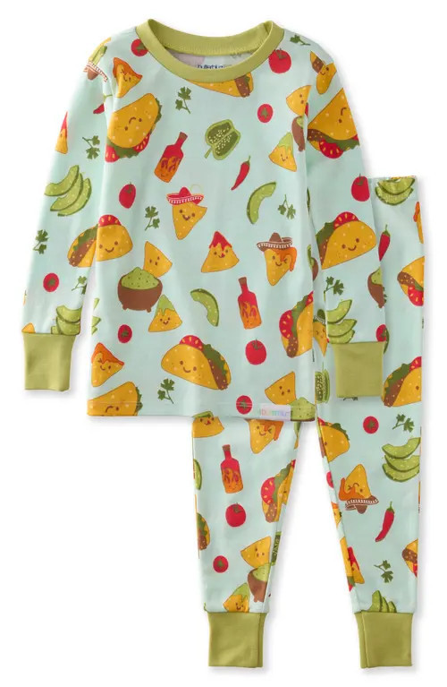 BUTTERBLU Kids' Zen Print Fitted Organic Cotton Two-Piece Pajamas in Taco Bout Cute at Nordstrom, Size 4T | Nordstrom