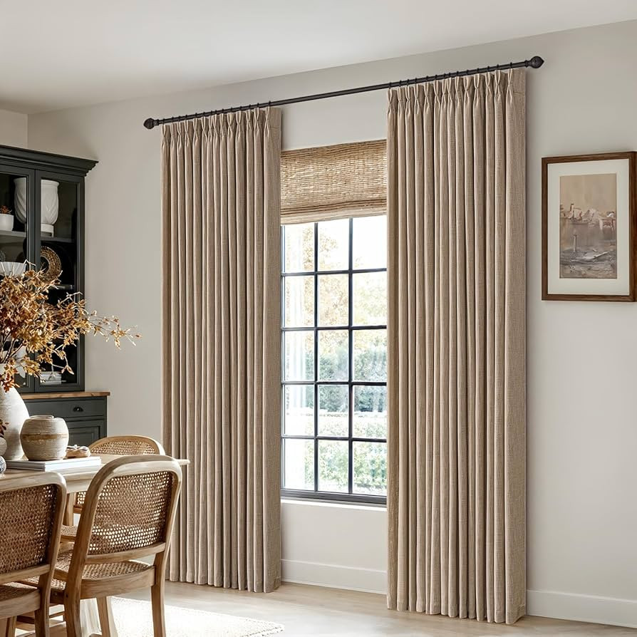 MIULEE Pinch Pleated Thick Linen Curtains 90 Inches Long 2 Panels for Living Room Bedroom, Linen ... | Amazon (US)
