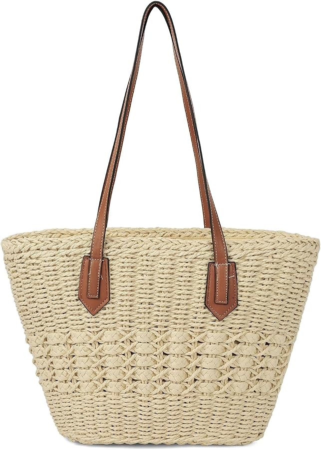 Bolso de hombro de paja para mujer, grande, tejido de rat\u00e1n, bolso de viaje de verano, playa... | Amazon (US)