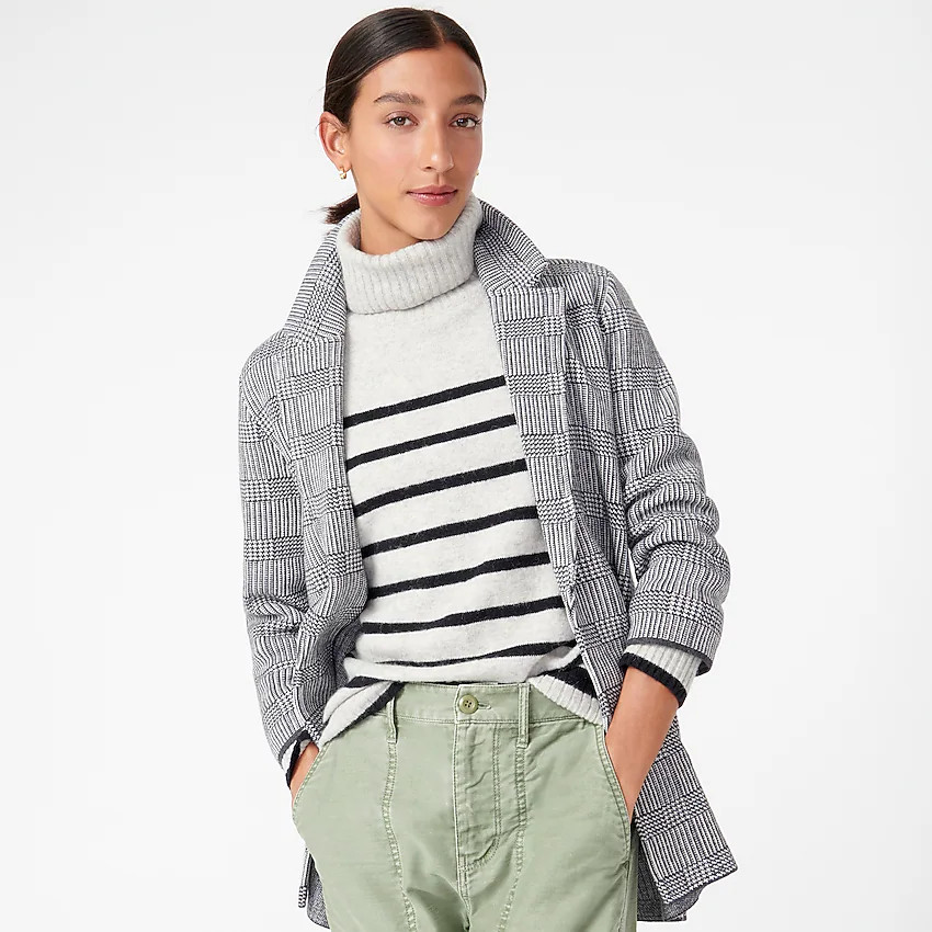 Sophie open-front sweater-blazer in glen plaid | J. Crew US