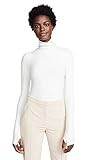 Enza Costa Women's Rib Cropped Long Sleeve Turtleneck, Winter White, L | Amazon (US)