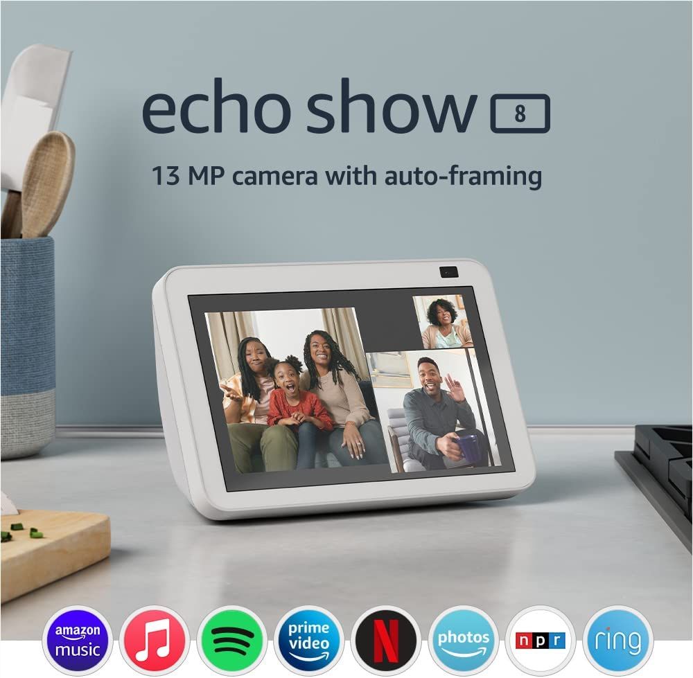 Echo Show 8 (2nd Gen, 2021 release) | HD smart display with Alexa and 13 MP camera | Glacier Whit... | Amazon (US)