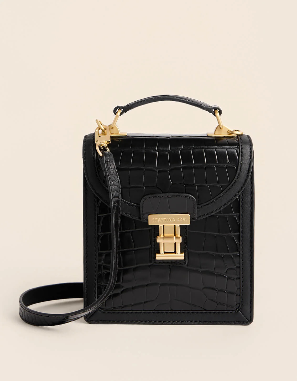 Siren Case Leather Crossbody Black Croc | Spartina 449