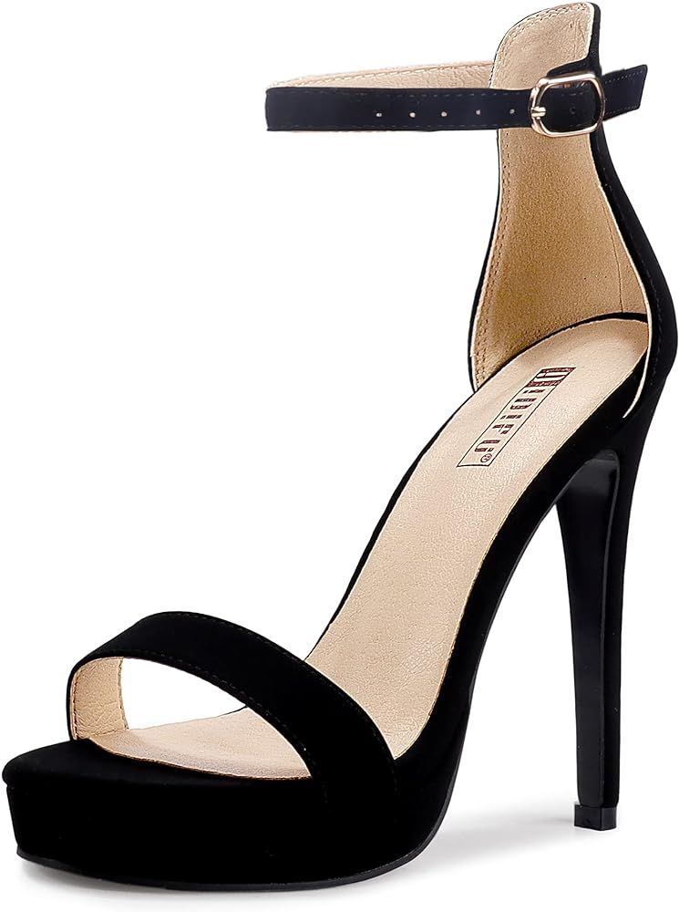 IDIFU Women's Stiletto High Heel Sandals Platform Open Toe Ankle Strap Dress Shoes for Women Bride L | Amazon (US)