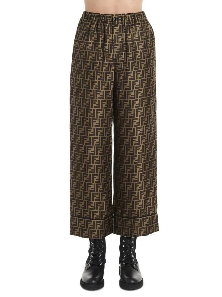 Fendi All-Over Logo Wide Leg Pants - Cettire | Cettire Global