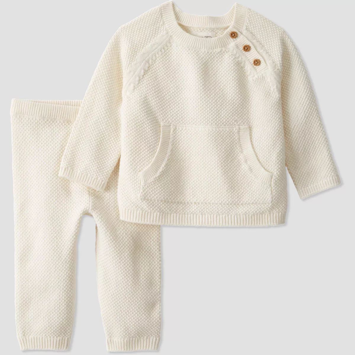 Little Planet by Carter's Organic Baby Knit Cardigan Sweater and Pull-On Pants Set - Cream | Target