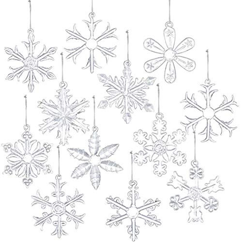 Style Glass Clear Glass Snowflake Ornament Winter Christmas Tree Hanging Decorations (12 Pieces). | Amazon (US)