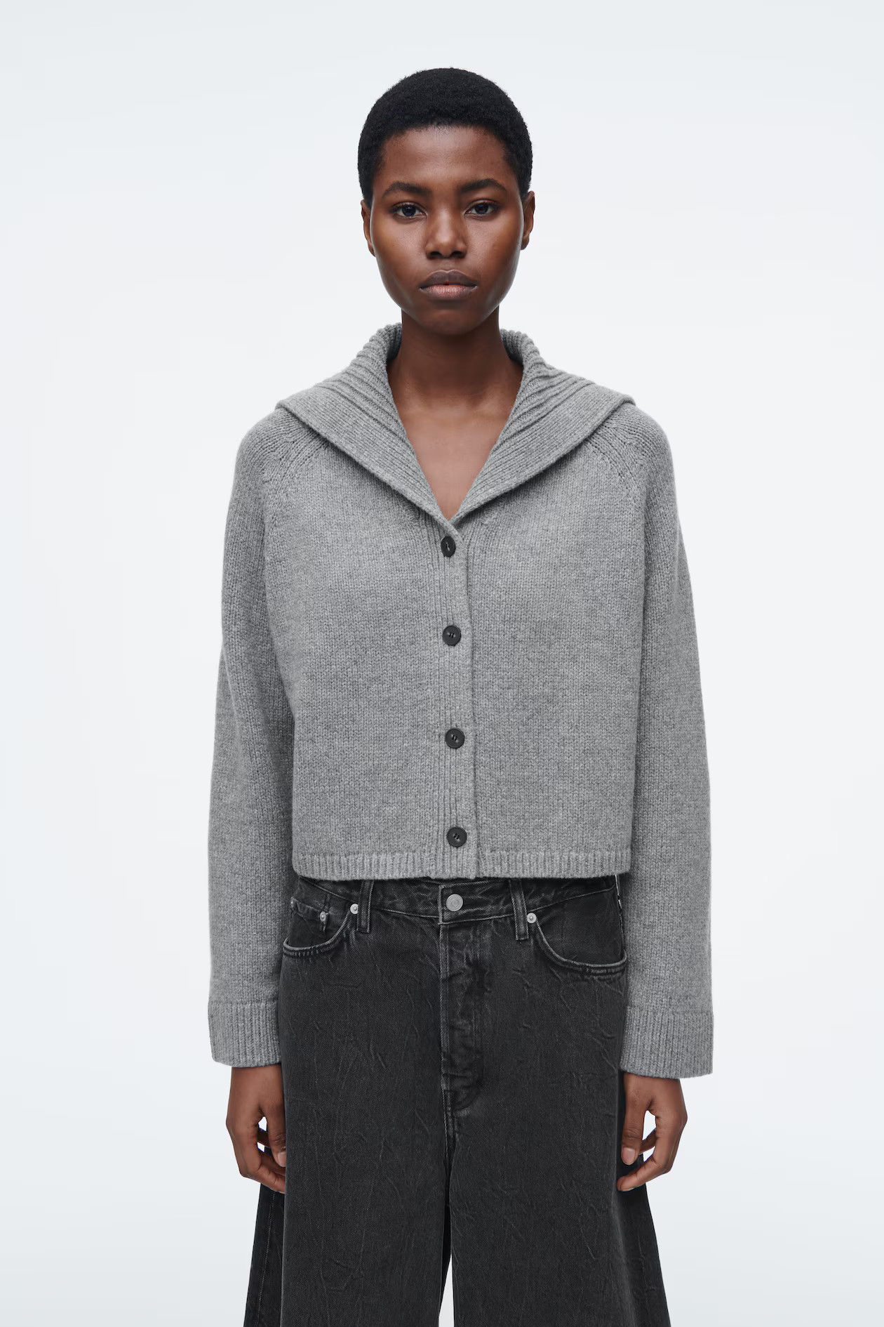 SAILOR-COLLAR WOOL CARDIGAN - GREY MÉLANGE | COS (EU)