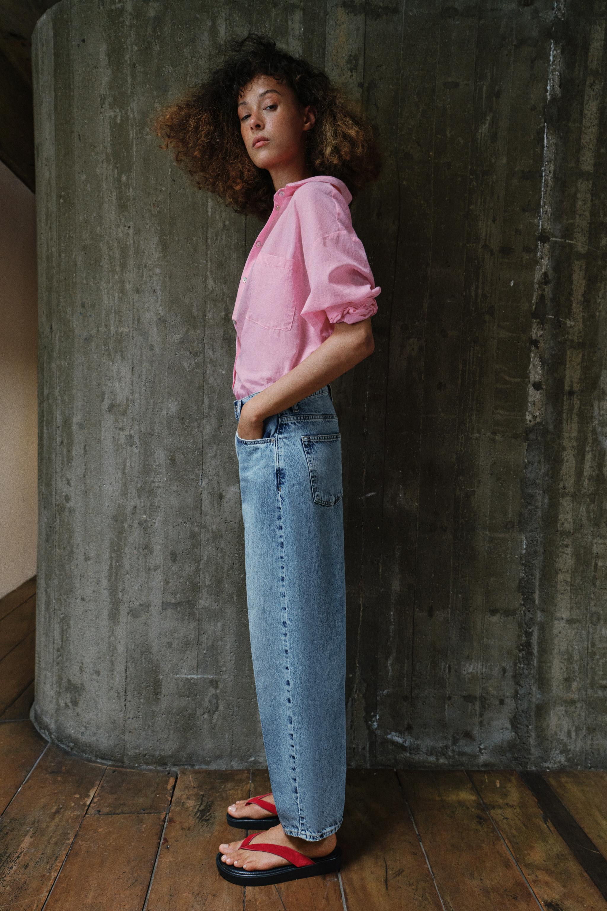 Z1975 MID-RISE BARREL JEANS WITH PRESSED CREASE | Zara US