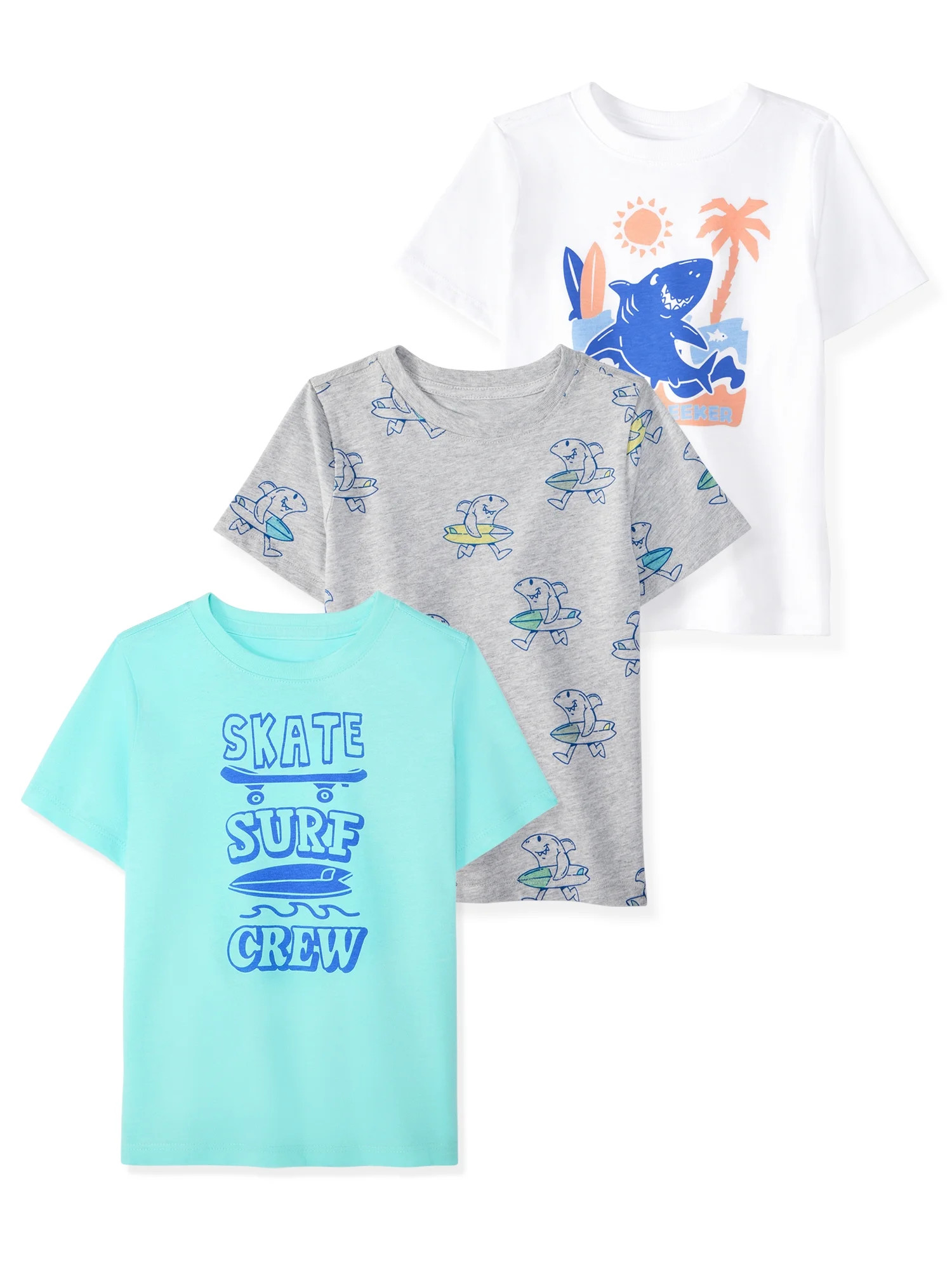 Garanimals Baby & Toddler Boy Cotton Short-Sleeve Graphic T-Shirts, 3-Pack, 0M–6T | Walmart (US)