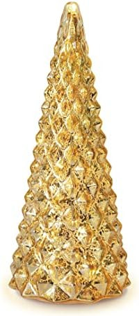 Glasburg Lighted Mercury Glass Christmas Tree Figurine with Timer Battery Operated for Tabletop M... | Amazon (US)