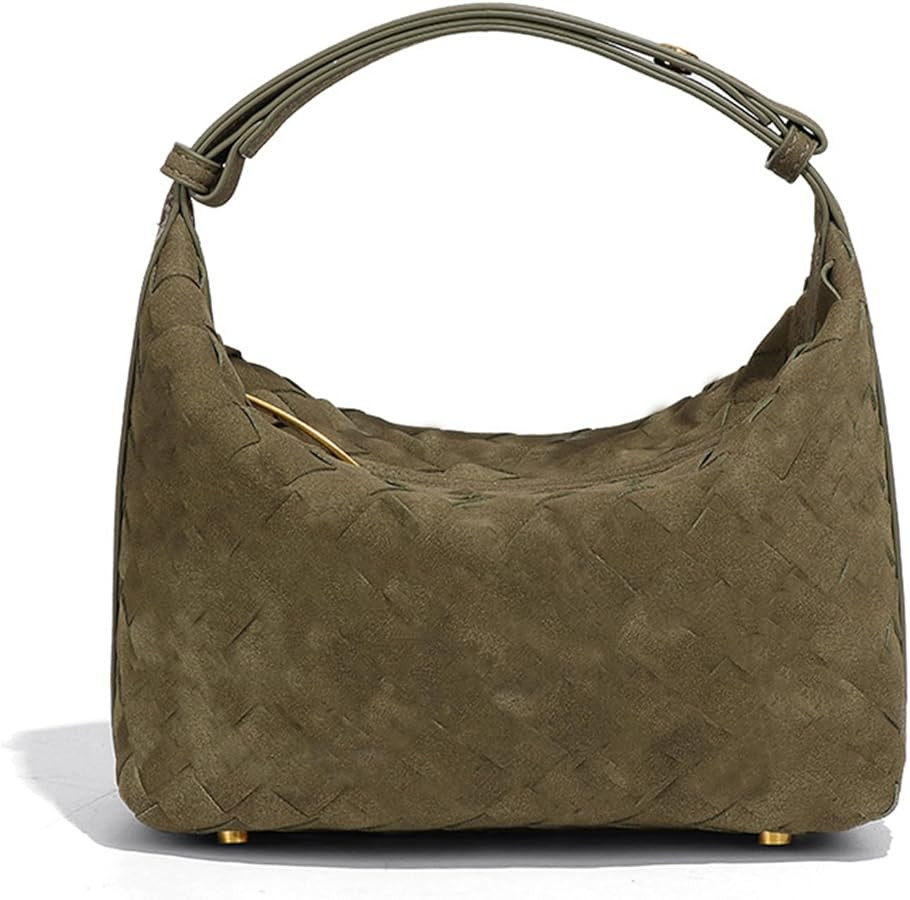 Luxurious Suede Hobo Bag - Women's Woven Leather Shoulder Bag with Spacious Interior | Amazon (US)