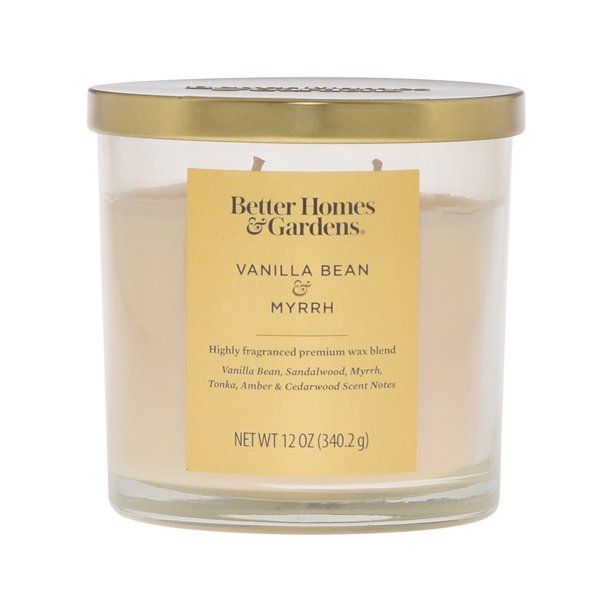 Better Homes & Gardens 12oz Vanilla Bean & Myrrh Scented 2-Wick Shiny Jar Candle - Walmart.com | Walmart (US)