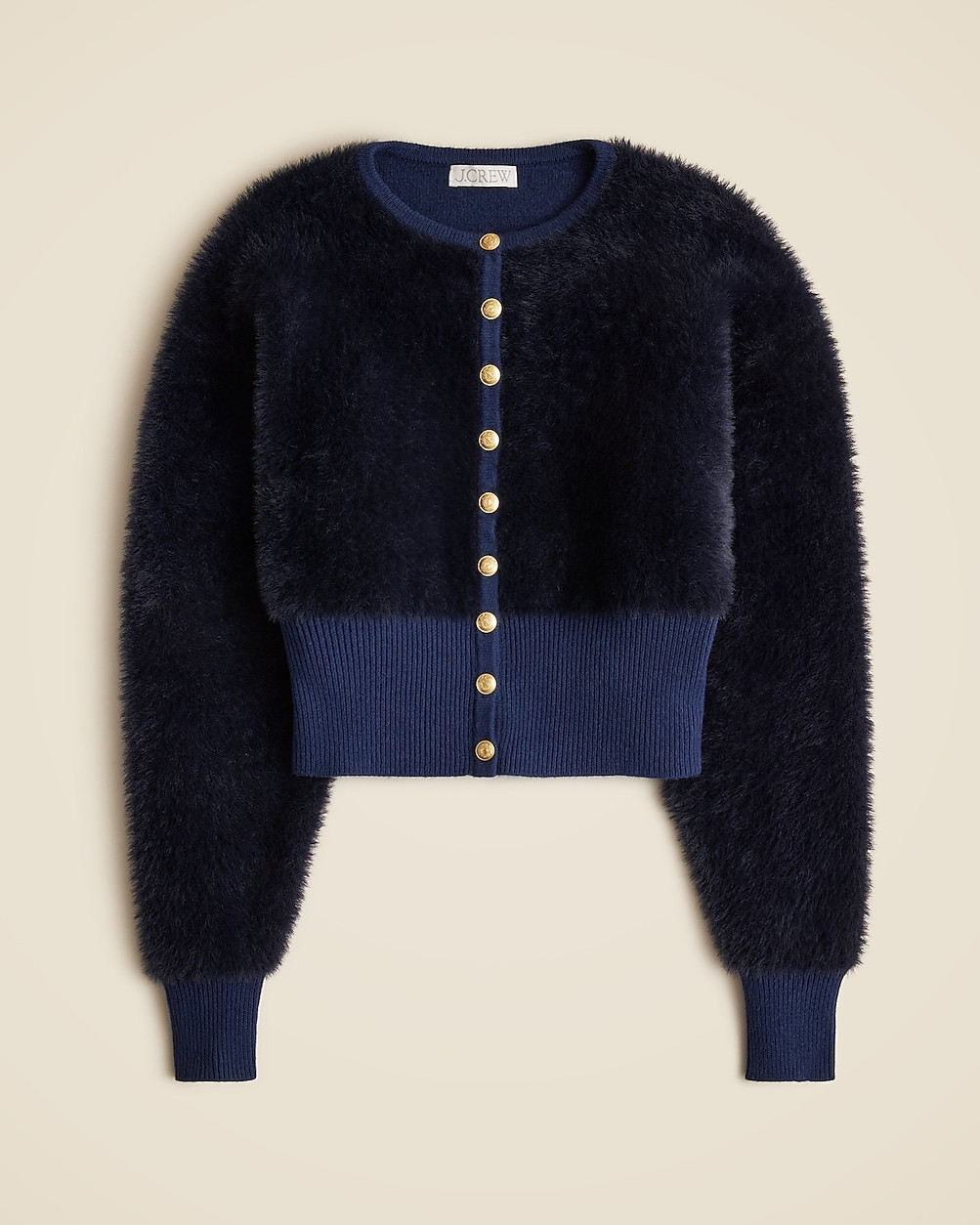 Fitted-waist cardigan sweater in fuzzy yarn | J. Crew US