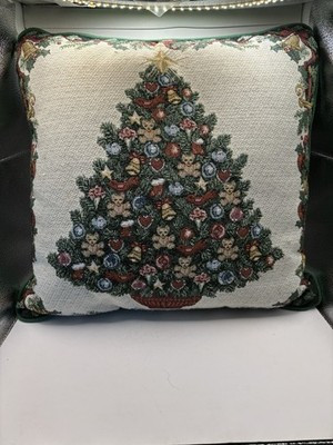 Vintage Tapestry Classic Christmas Tree Pillow Teddy Bears Accents Holiday Decor | eBay US