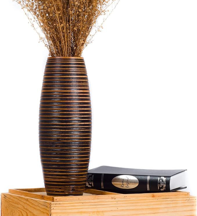 Leewadee Small Floor Standing Vase for Home Decor Centerpiece Table Vase, 6x16 inches, Mango Wood... | Amazon (US)