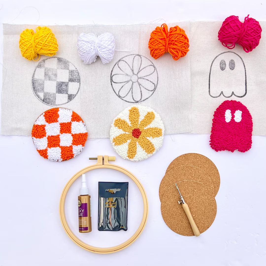 Punch Needle Coaster Kit BEGINNER DIY Mug Rug Craft Gift Set - Etsy | Etsy (US)