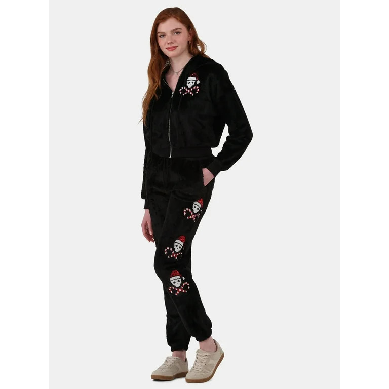 No Boundaries Faux-Fur Christmas Track Suit, 2-Piece, Women's and Women's Plus | Walmart (US)
