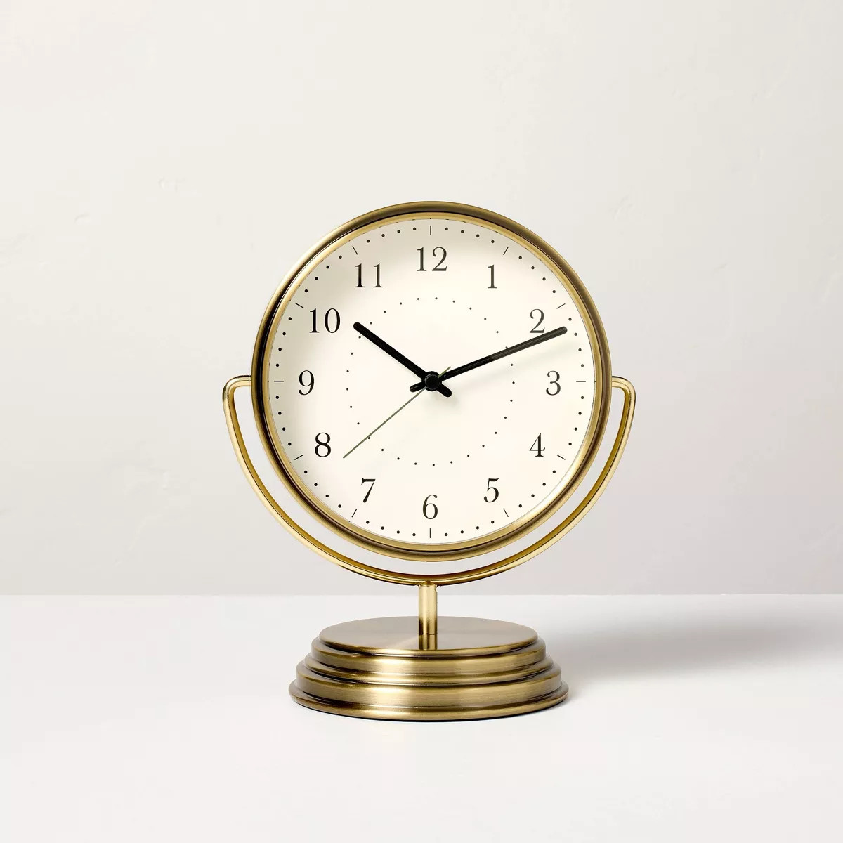 Brass Analog Circular Pedestal Table Clock - Hearth & Hand™ with Magnolia | Target