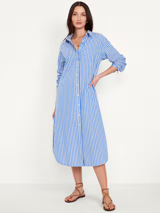 Striped Midi Shirt Dress | Old Navy (US)