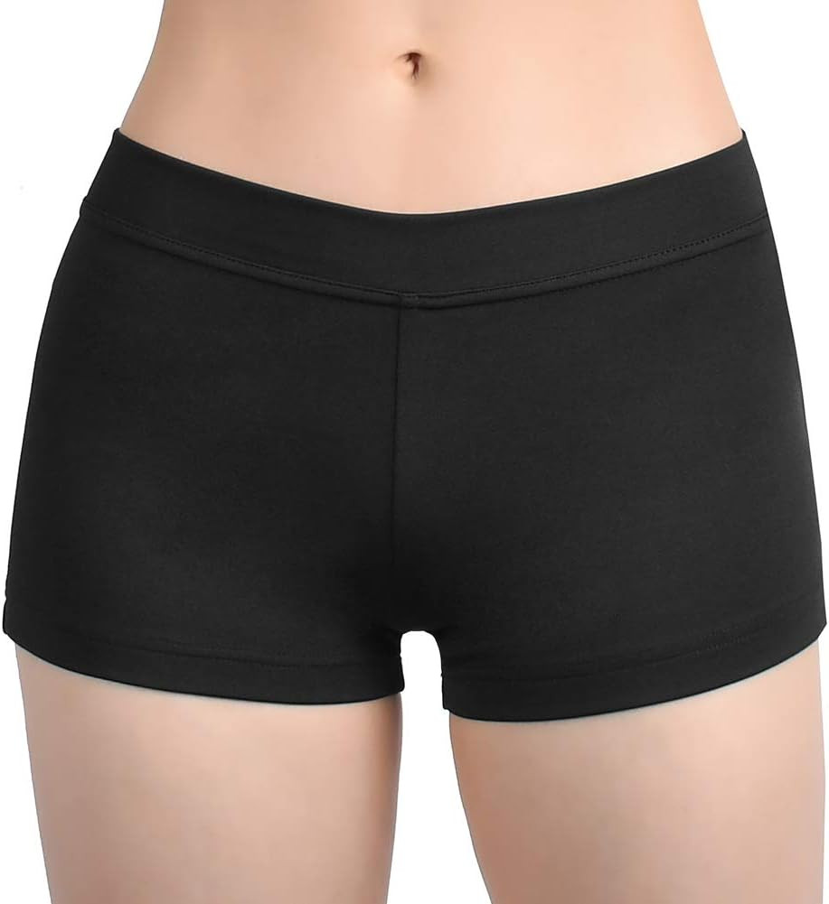 SUPRNOWA Boy Cut Low Rise Booty Shorts - Spandex Active Dance Yoga Workout Fitness Shorts for Women | Amazon (US)