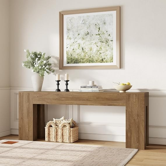 Extra Long Sofa Console Table for Entryway 79-Inch, Natural Oak | Farmhouse Wood Behind Couch Tab... | Amazon (US)