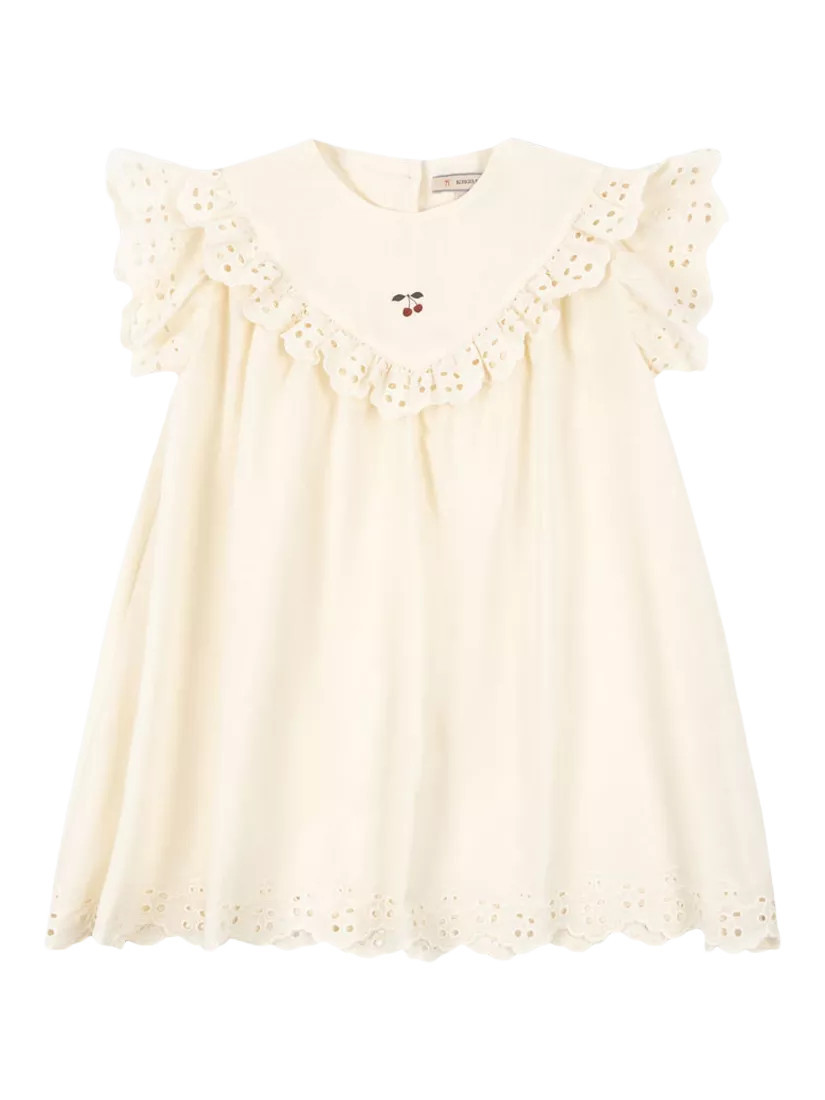 Konges Sløjd Kids' Posey Short Sleeve Broderie Dress, Antique White | John Lewis (UK)