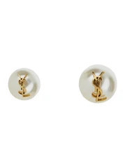 Saint Laurent Asymmetric Pearl Earrings — Gold | Italist Inc.