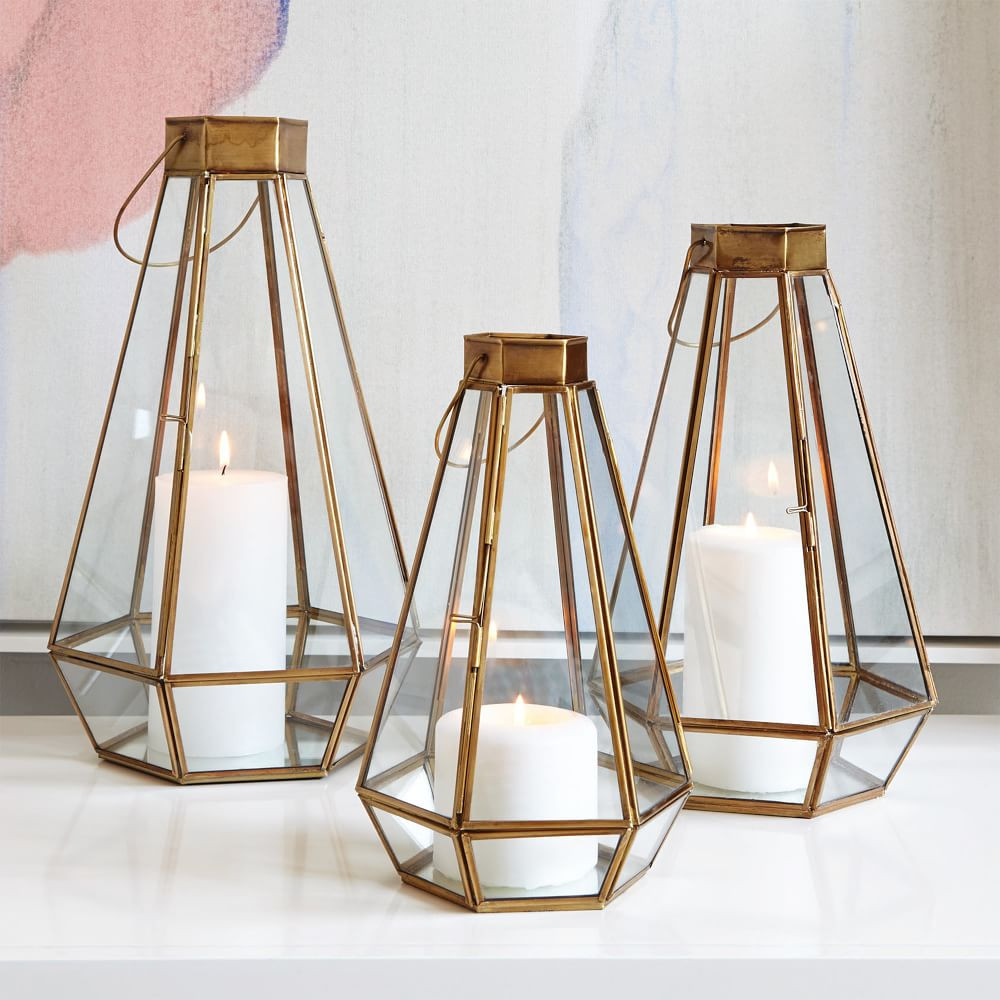 Faceted Glass & Metal Lanterns | West Elm (US)