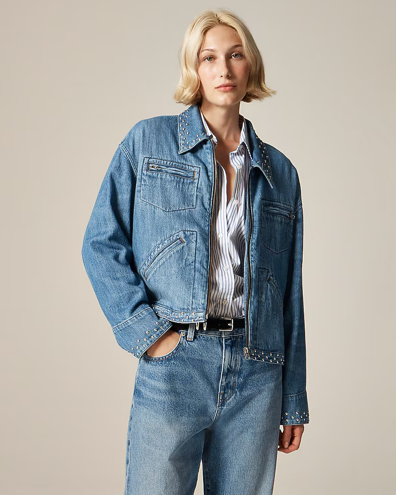 Cropped jacket with stud embellishments | J. Crew US