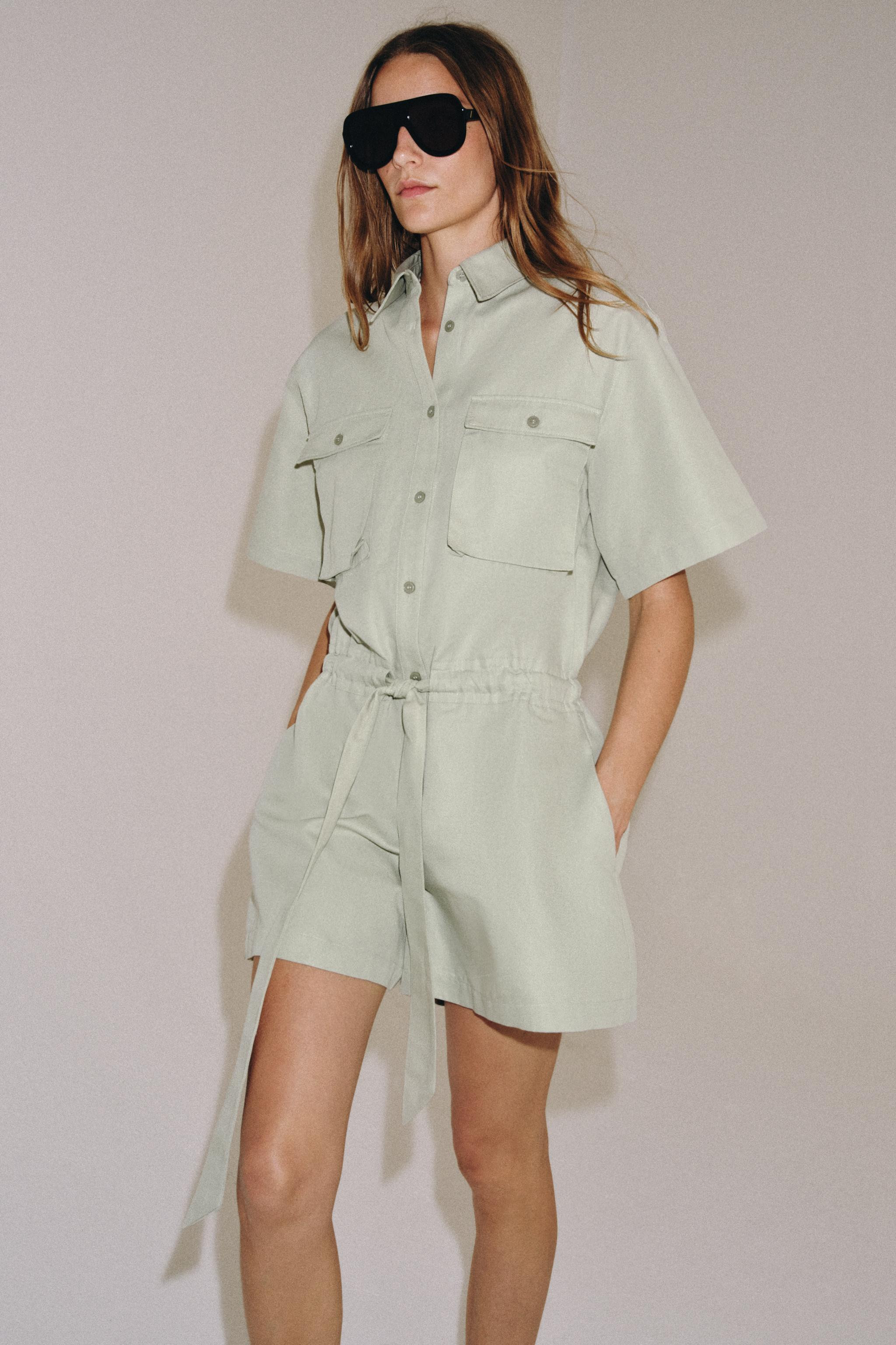 ZW COLLECTION BELTED SHIRT JUMPSUIT | Zara US