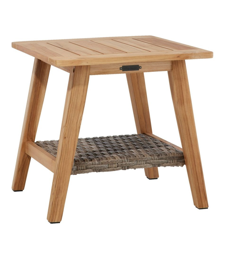 Teak Side Table with Wicker Storage Shelf | L.L. Bean