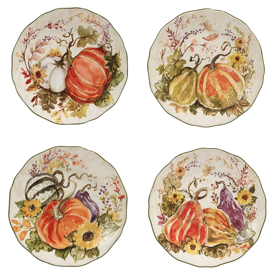 Certified International Harvest Morning Salad/Dessert Plates, Multicolor, Medium, Set of 4 | Amazon (US)