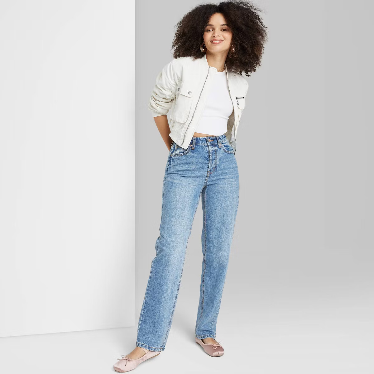 Women's High-Rise Curvy Straight Jeans - Wild Fable™ Medium Wash 4 | Target