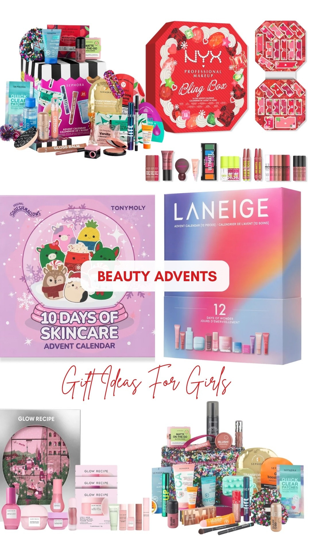 Beauty advent calendars. Gifts for girls. Gifts for teens. Gifts for tweens.