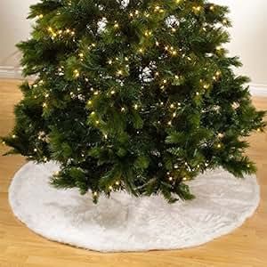 Noël Blanc Faux Fur Design White Holiday Christmas Tree Skirt, One Piece | Amazon (US)
