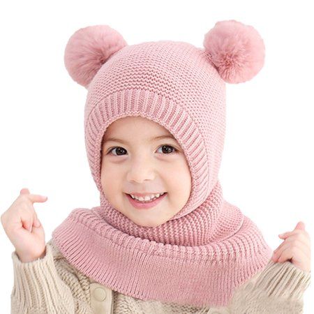 Children Hat Scarf Knitted Thickened One-piece Warmth Cute Boys Girls Earflap Ear Windproof Cartoon  | Walmart (US)
