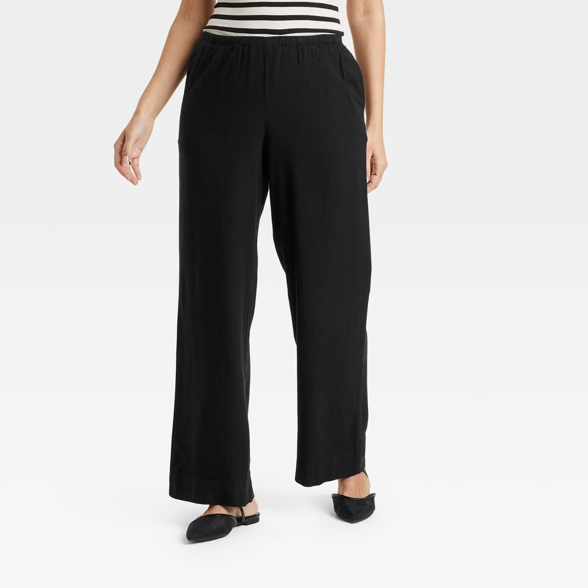 Women's Mid-Rise Wide Leg Linen Pull-On Pants - A New Day™ | Target