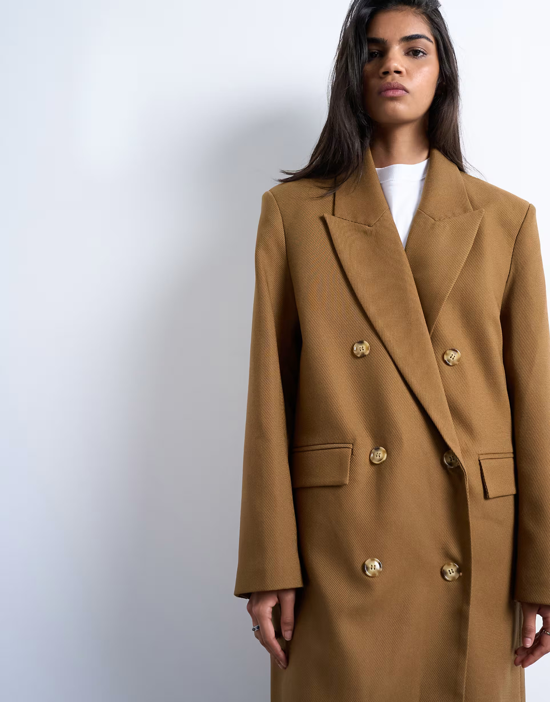Topshop chuck on tailored 6 button formal coat in tan | ASOS (Global)