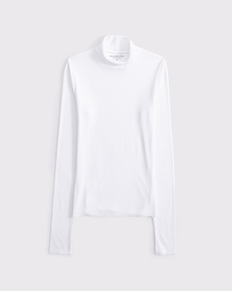 Long-Sleeve Featherweight Rib Tuckable Mockneck Top | Abercrombie & Fitch (US)