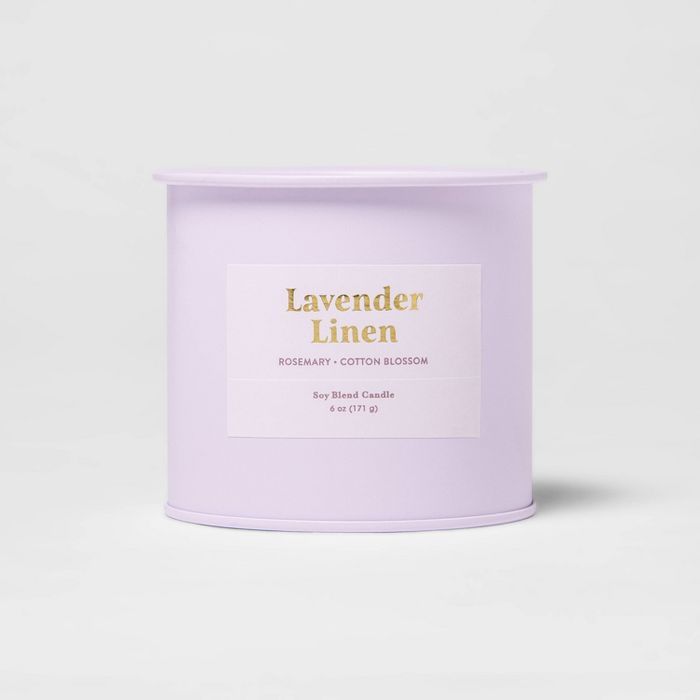 6oz Tin Jar Lavender Linen Candle - Threshold™ | Target