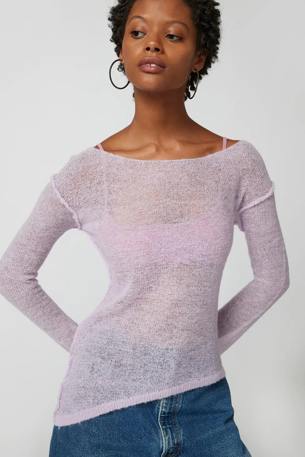 UO Santiago Semi-Sheer Asymmetrical Sweater | Urban Outfitters (US and RoW)
