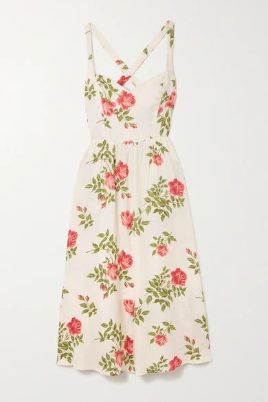 Reformation - Brixton Floral-print Crepe Midi Dress - Cream | NET-A-PORTER (US)
