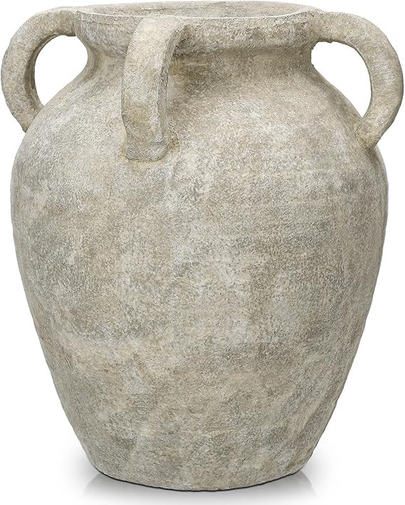 Handmade Flower Vase, 12" Tall Terracotta Vase, Green Vintage Ceramic vase, Rustic Antique Decor ... | Amazon (US)