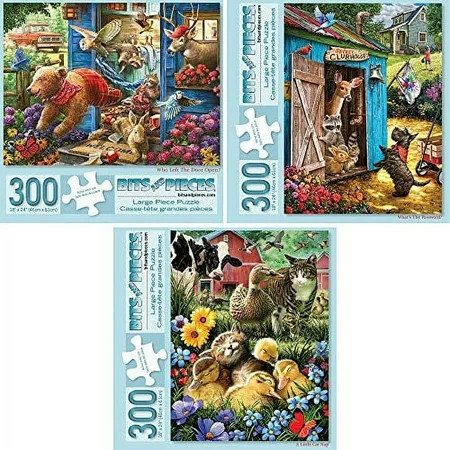 Bits and Pieces Set of 3 300 Piece Jigsaw Puzzles for Adults Jigsaws by Larry Jones - 18” x 24” | Walmart (US)