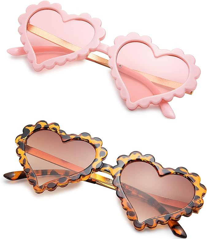 COASION Kids Heart Girls Sunglasses UV 400 Protection for Toddler Party Beach Shades Age 3-10 | Amazon (US)