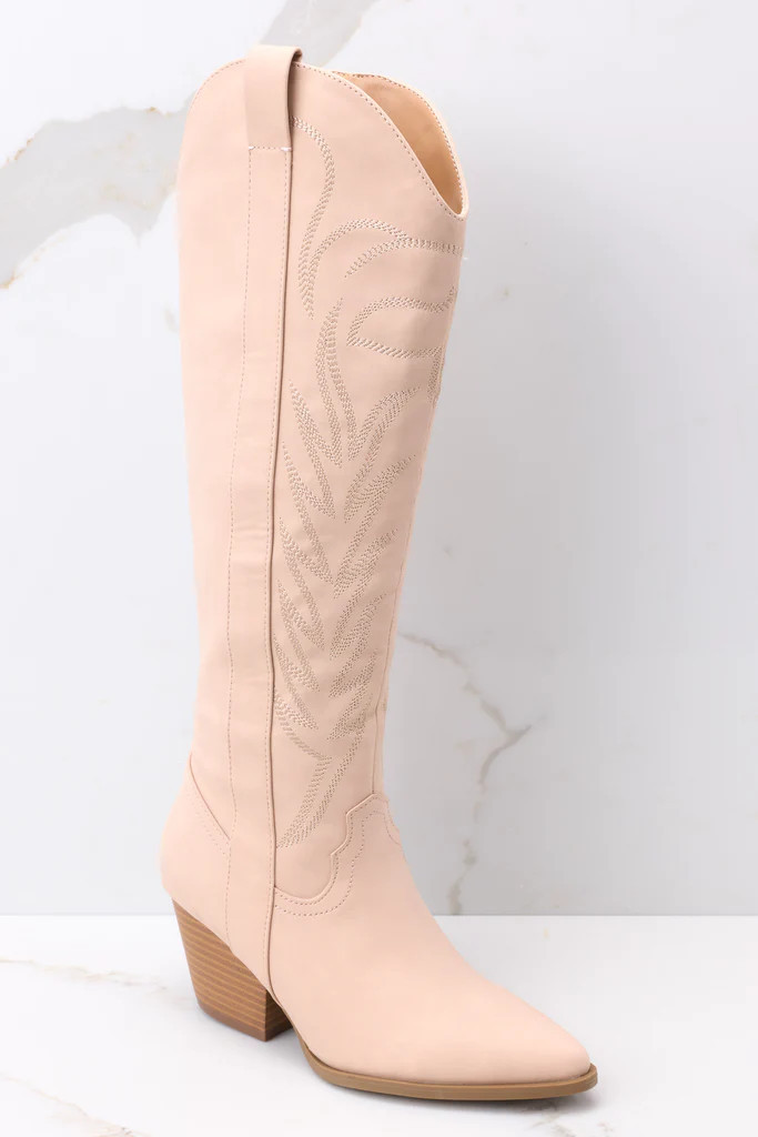 Fate Told Me Beige Boots | Red Dress 