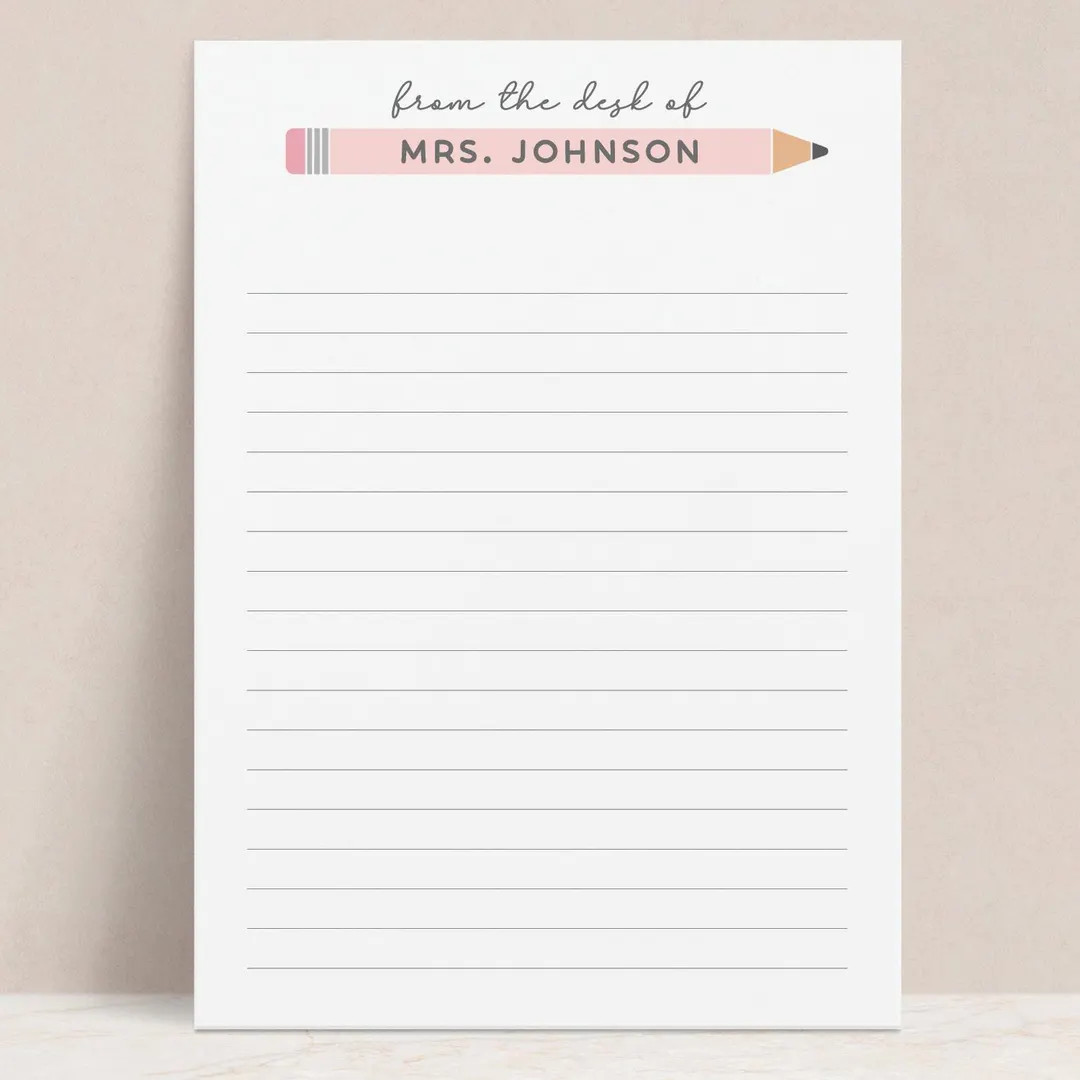 Personalized Teacher Notepad With Pencil | From the Desk of Custom Stationery Pad, Back to School... | Etsy (Global)